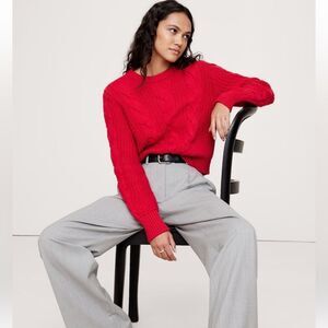 Banana Republic COTTON-BLEND CABLE-KNIT SWEATER RED size small NWT in packaging